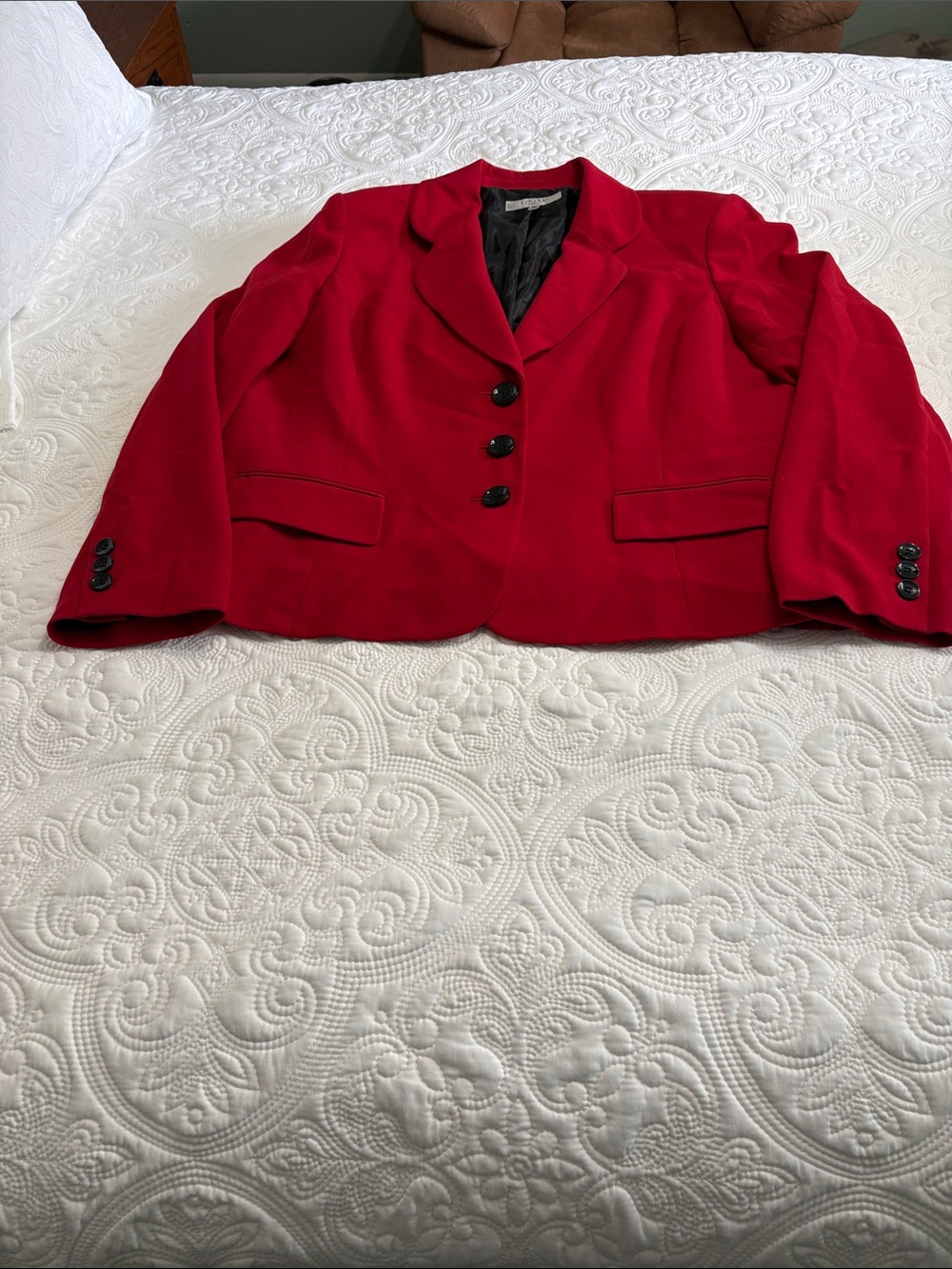 Kasper Red Tailored Three-Button Blazer